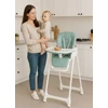 Ecotoys Reguliuojamo aukščio maitinimo kėdė su eko odos dirželiais, dvigubas padėklas