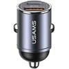 USAMS automobilinis įkroviklis 1xUSB+1xUSB-C C38 30WPD greito įkrovimo su įmontuotu žiedu plienas/tamsus CC206CC