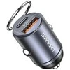 USAMS automobilinis įkroviklis 1xUSB+1xUSB-C C38 30WPD greito įkrovimo su įmontuotu žiedu plienas/tamsus CC206CC