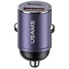 USAMS automobilinis įkroviklis 1xUSB+1xUSB-C C38 30WPD Fast Charge with Built-in Ring Violetinė CC206C