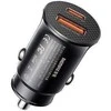 Automobilinis įkroviklis 30W QC USB + USB-C PD Remax Siya Series RCC358 juodos spalvos