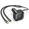 USAMS automobilinis įkroviklis with retractable cable 2xUSB-C C41 PD 30W Fast Charge juodas/juodas CC220CC01 (US-CC