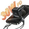 USAMS automobilinis įkroviklis with retractable cable 1xUSB-C+1x Lightning C41 PD 30W Fast Charge juodas/juodas CC2