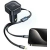 USAMS automobilinis įkroviklis with retractable cable 1xUSB-C+1x Lightning C41 PD 30W Fast Charge juodas/juodas CC2