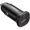 Automobilinis įkroviklis 30W USB-C + USB UGREEN EC305 juodos spalvos