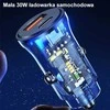 USAMS automobilinis įkroviklis 1xUSB+1xUSB-C C32 30W Fast Charge juodas CC164CC01 (US-CC164)