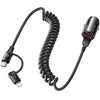Automobilinis įkroviklis 45W su kabeliu 2in1 USB-C + Lightning Remax Ruichy Series RCC356 juodos spalvos