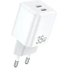AWEI charger PD65-EU 35W2x USB-C baltos spalvos GaN