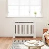 Baltos MDF Grotelės Radiatoriui Paslėpti su Lentyna, 112 cm