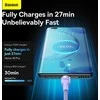 Baseus Flash Series 3 su 1-ben USB kabeliu, USB-C + mikro USB + Lightning, 100 W, 1.2 m (lila)