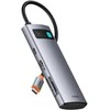 Baseus Metal Gleam Series 7-in-1 USB-C šakotuvas (HUB) prijungimo stotelė, pilka (Kosminė pilka)