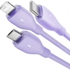 Baseus itin spartus „trys viename“ greitojo įkrovimo laidas USB-A į M+L+C 3.5A 1.3m Nebula Violetinė