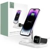Belaidis magnetinis įkroviklis 3in1 15W telefonams su MagSafe, AirPods, Apple Watch Watch Tech-Protect QI15W A22 baltos spalvos