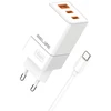 Beline Charger 2x USB-C + 1x USB 65W + USB-C cable baltos spalvos PD 3.0 + QC 3.0 BLN3CW65C GaN
