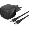 Belkin BoostCharge kompaktiškas USB-C įkroviklis 45W su USB-C į USB-C laidu – 1 metras – Juodas
