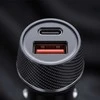 Blavec autmobilinis įkroviklis BS-03B-C Carbon – USB + Typ C – QC 3.0 18W PD 30W su kablem Typ C na Typ C (CCBS03BC-UCB) juodos spalvos
