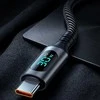 Blavec Cable Zumi braided – USB to Type C – QC 30W 3A LCD display 1 metre Apple CarPlay/Android Auto (CZU-UC3B10) juodos spalvos