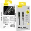 Blavec Kabelis Lumix pleciony – Typ C na Typ C – PD 100W 5A LED ekranas 1,2 metra Apple CarPlay/Android Auto (CLU-CC5BG12)