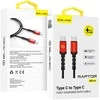 Oem Blavec kabelis Raptor braided – Type C į Type C – PD 100W 5A 2 metras (CRA-CC5BR20) juodos spalvos-raudonos spalvos