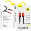 Oem Blavec kabelis Raptor braided – Type C į Lightning – PD 20W 2,4A 0,25 metras (CRA-CL24BR025) juodos spalvos-raudonos spalvos