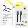 Blavec kabelis Raptor braided – Type C į Type C – PD 60W 3A 0,25 metras (CRA-CC3BG025) juodos spalvos-pilkos spalvos