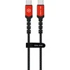 Blavec kabelis Raptor pintas – Type C į Type C – PD 100W 5A 1 metras (CRA-CC5BR10) juodos-raudonos spalvos