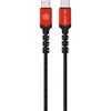 Blavec kabelis Raptor braided – Type C į Type C – PD 60W 3A 0,25 metras (CRA-CC3BR025) juodos spalvos-raudonos spalvos