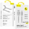 Blavec Kabelis Raptor pintas - USB į Type C - 3A 2 ms Apple CarPlay/Android Auto (CRA-UC3WS20) baltos spalvos-sidabrinis