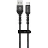 Blavec Kabelis Raptor pintas – USB į Typ C – 2A 3 metry Apple CarPlay/Android Auto (CRA-UC2BG30) juodos ir pilkos spalvos