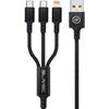 Blavec Kabelis Trixo pleciony – USB į 2xTyp C + Lightning – QC 18W PD60W 3A 1,3 m.a (CTR-U2CL3B13) juodos spalvos