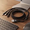 Blavec Kabelis Trixo pleciony – USB į 2xTyp C + Lightning – QC 18W PD60W 3A 1,3 m.a (CTR-U2CL3B13) juodos spalvos