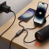 Blavec Kabelis Trixo pleciony – USB į 2xTyp C + Lightning – QC 18W PD60W 3A 1,3 m.a (CTR-U2CL3B13) juodos spalvos