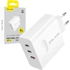 Blavec laidinis įkroviklis BC-11 GaN – USB + 2xTyp C – QC PD 65W 3A (TCBC11G-U2CW653A) baltos spalvos