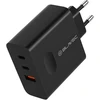 Blavec laidinis įkroviklis BC-11 GaN – USB + 2xTyp C – QC PD 65W 3A su kablem Typ C į Typ C (TCBC11G-U2CB653A) juodos spalvos