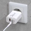 Blavec laidinis įkroviklis BC-5 GaN – USB + Typ C – PD QC 45W 3A (TCBC5G-UCW453A) baltos spalvos