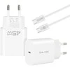 Blavec sieninis įkroviklis BC-7 GaN4 – C tipo – PD QC 45W 3A su C tipo į C tipo laidu (TCBC7G4-CW453A+CC) baltas