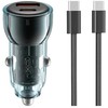 XO automobilinis įkroviklis CC60 60W 1x USB 1x USB-C mėlynas + USB-C – USB-C laidas