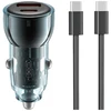 XO automobilinis įkroviklis CC60 60W 1x USB 1x USB-C mėlynas + USB-C – USB-C laidas