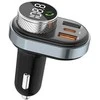 AWEI C-843 laisvų rankų įranga su FM siųstuvu, Bluetooth 5.0, MP3, 1xUSB+1xUSB-C juodos spalvos