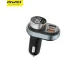 AWEI C-843 laisvų rankų įranga su FM siųstuvu, Bluetooth 5.0, MP3, 1xUSB+1xUSB-C juodos spalvos