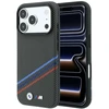 BMW M Quadrille Kevlar rašto trijų spalvų linijų ir metalinio logotipo MagSafe dėklas, skirtas iPhone 18 Pro Max / 17 Pro