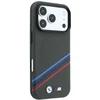 BMW M Quadrille Kevlar rašto trijų spalvų linijų ir metalinio logotipo MagSafe dėklas, skirtas iPhone 18 Pro Max / 17 Pro