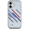 BMW BMHCP16M23HTRAG Apple iPhone 16 Plus 6.7″ pilkas kietas dėklas Motorsport IML Random Stripes
