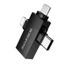 Borofone Adapteris BV26D – USB to Lightning/Type C/Micro USB – juodos spalvos