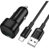 Borofone automobilinis įkroviklis BZ34 Cloud - USB - QC 3.0 18W su kablem USB į Typ C juodos spalvos