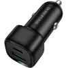 Borofone automobilinis įkroviklis BZ34B Cloud - USB + Type C - QC 3.0 PD 38W juodos spalvos
