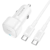 Borofone Car charger BZ34A Cloud – Type C – PD 20W with Type C to Type C baltas