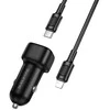 „Borofone“ automobilinis įkroviklis BZ34B „Cloud“ – USB + C tipo – QC 3.0 PD 38W su C tipo į „Lightning“ laidu, juodas