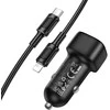„Borofone“ automobilinis įkroviklis BZ34B „Cloud“ – USB + C tipo – QC 3.0 PD 38W su C tipo į „Lightning“ laidu, juodas