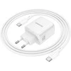 Borofone Įkroviklis jungiama į tinklą BN33 Fuente GaN Typ C – QC3.0 PD 40W su cable Type C to Type C baltos spalvos
